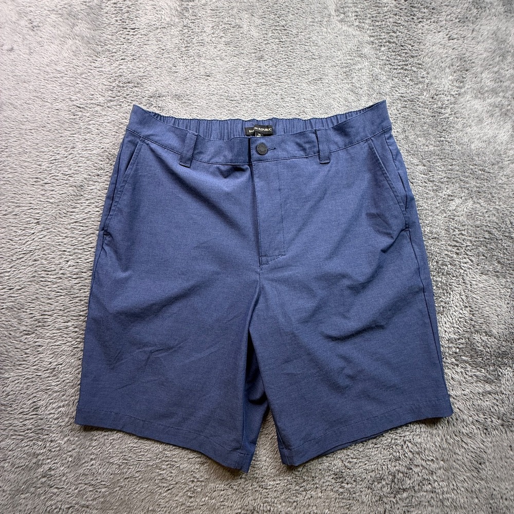 Banana Republic Mens Tech Chino Shorts 36 NWOT Blue Elastic Waist Poly Cotton